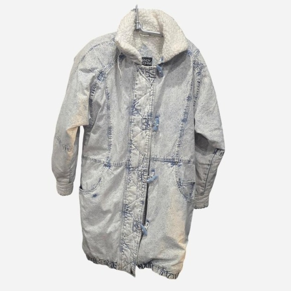 WOMENS Super radical acid washed 80'S/90'S DENIM WINTER‎ COAT SIZE LARGE